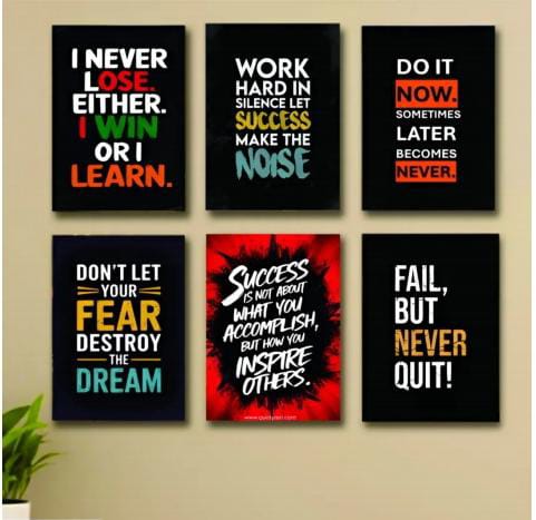 Set Of 6 Motivational Quotes Wooden Frames