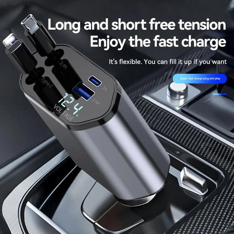 4-in-1 Retractable Car Charger