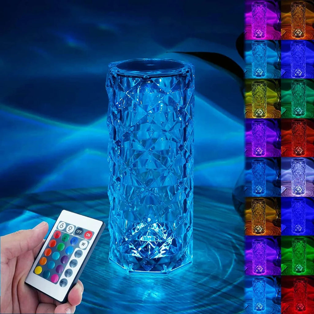 16 Colors Diamond Rose Crystal Touch Lamp