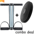 Black resistance band pedal exerciser with spring and black balance board, combo deal