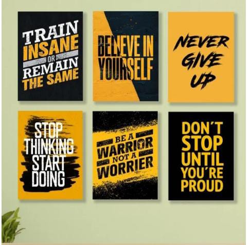 Set Of 6 Motivational Quotes Wooden Frames