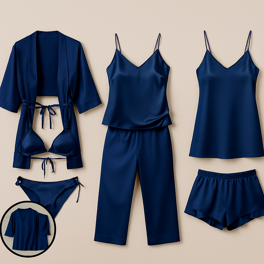 7-Piece Satin Sleepwear & Lingerie Set