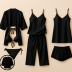 7-Piece Satin Sleepwear & Lingerie Set
