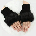 Women’s Faux Fur Fingerless Knitted Gloves