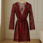 Women’s Net Transparent Sheer Lace Robe Gown